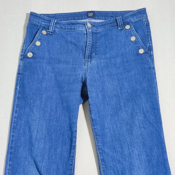 GAP jeans wide leg women's size 30 indigo blue snap button pockets closer - Picture 2 of 16